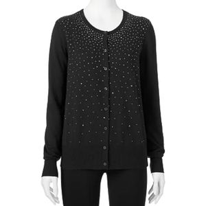 Apt. 9 Womens Embellished Black Cardigan Sweater. Size M